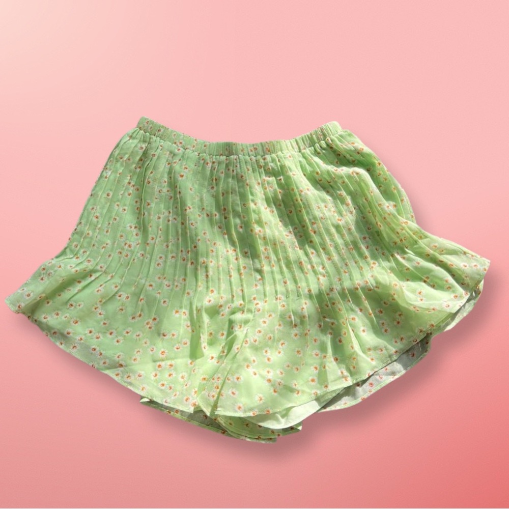 Flared green flower shorts from Sabo Skirt